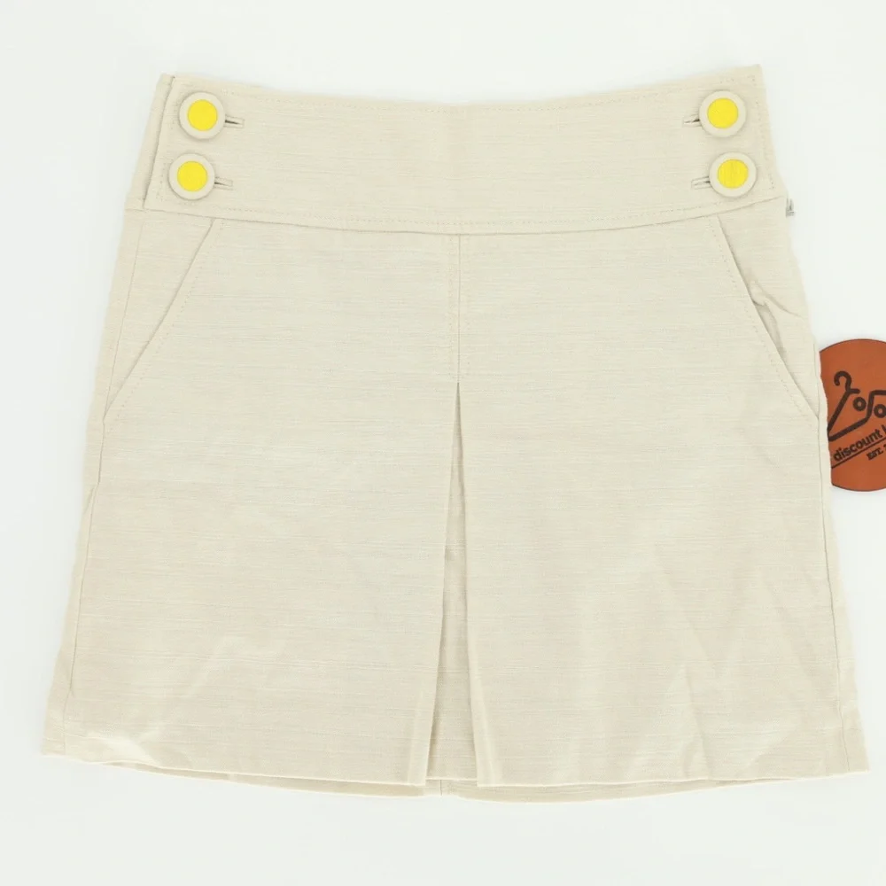 J. Crew Vintage Style Linen Blend Nautical Mini‎ Skirt Yellow Button Size 2 NWOT